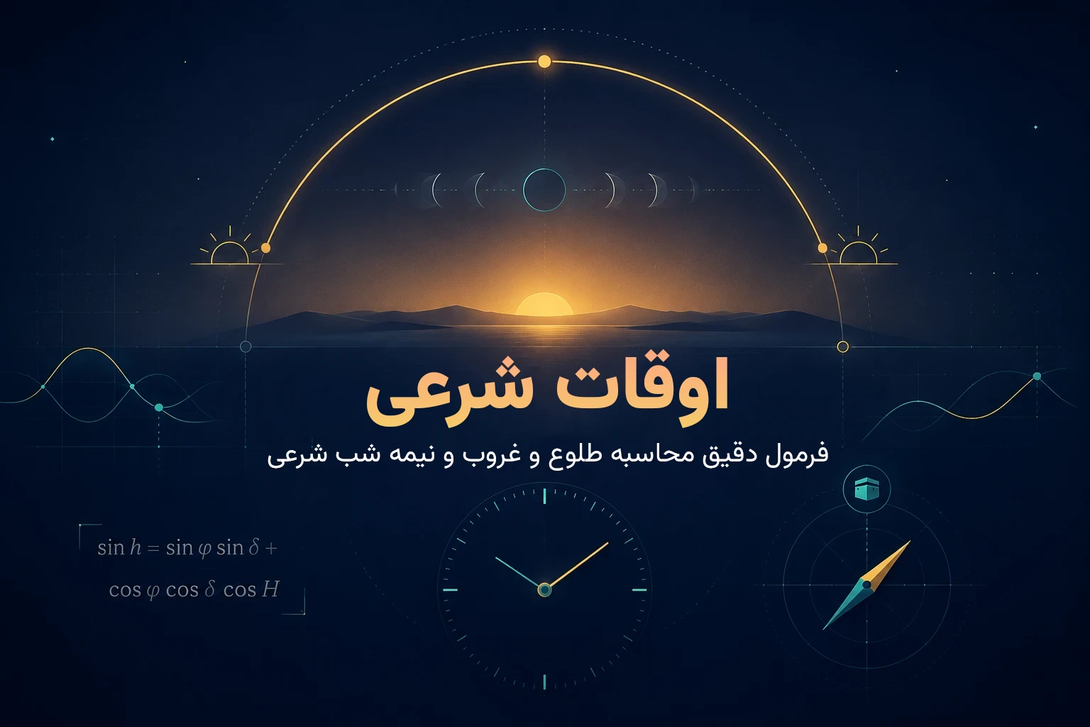 فرمول دقیق محاسبه اوقات شرعی (طلوع، غروب، نیمه‌شب شرعی)